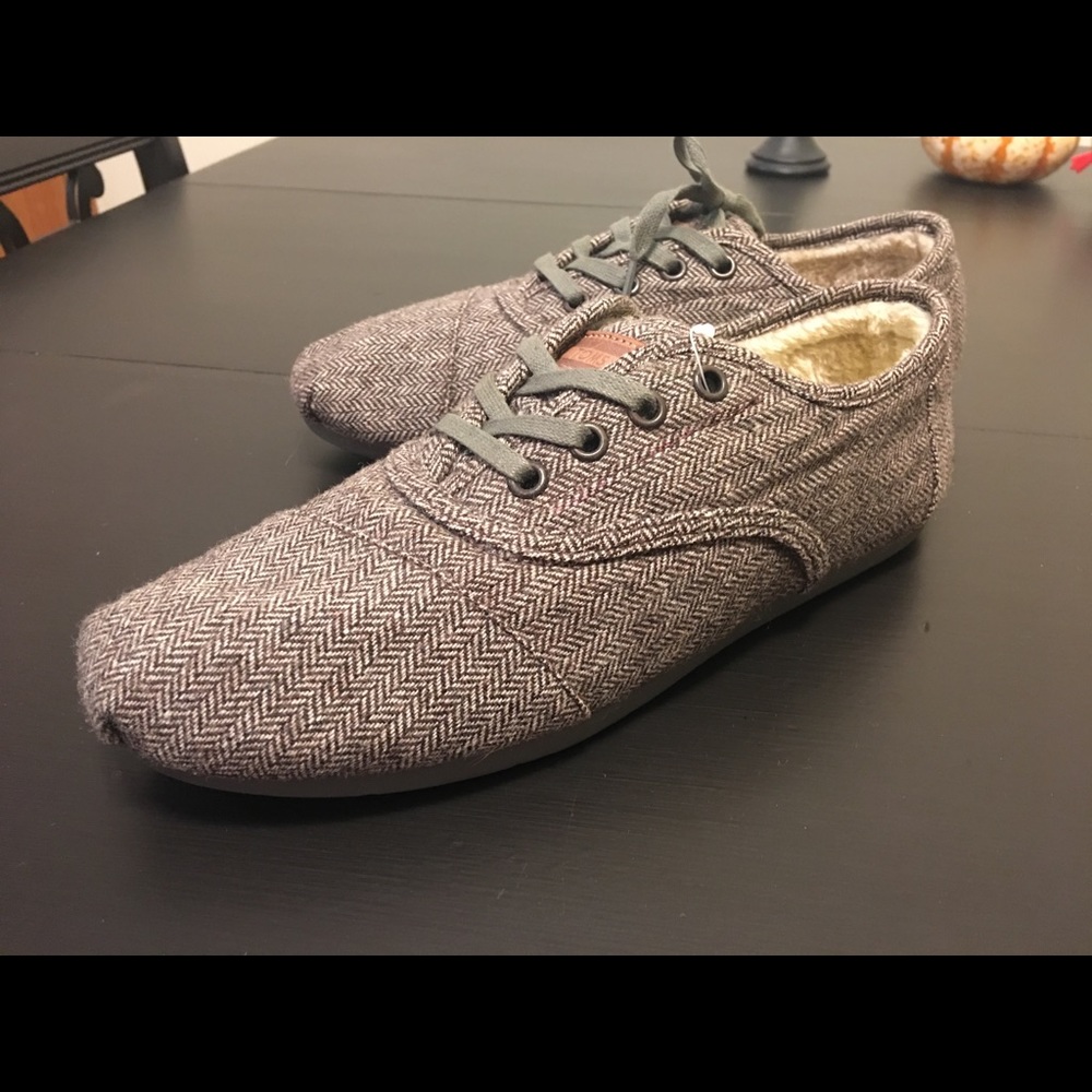 toms herringbone cordones fur lined